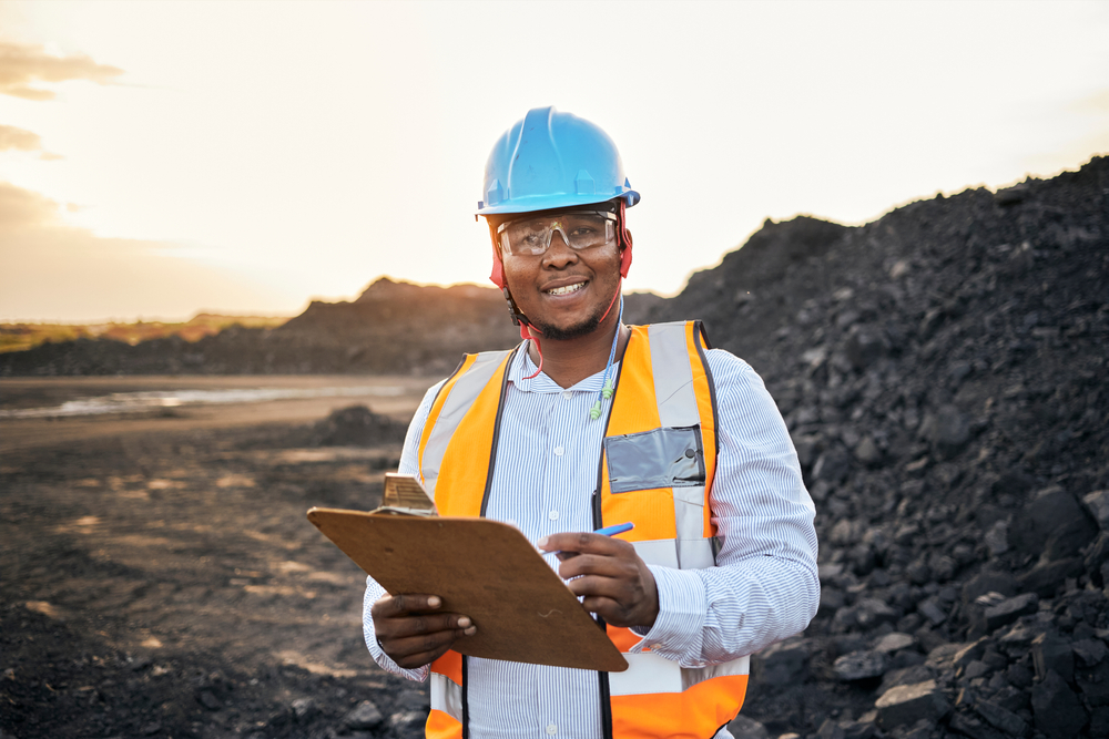 A,Young,Black,African,Coal,Mine,Foreman,Looking,Into,Camera